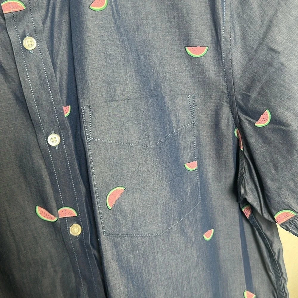 Banana Republic Luxe Poplin Shirt Slim Fit Short Sleeve Button‎ Down Mens Large